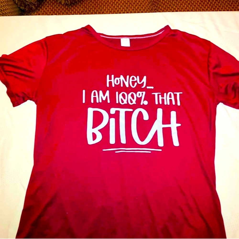 Gorgeous womens short sleeve size large bitch shirt